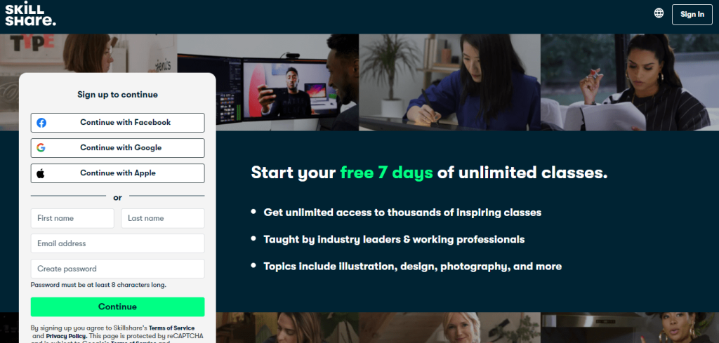 Skillshare  - 7 Days free