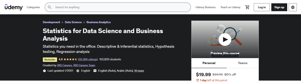 Udemy - Statistics for Data Science and Business Analysis