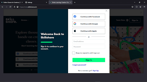 Skillshare Sign in