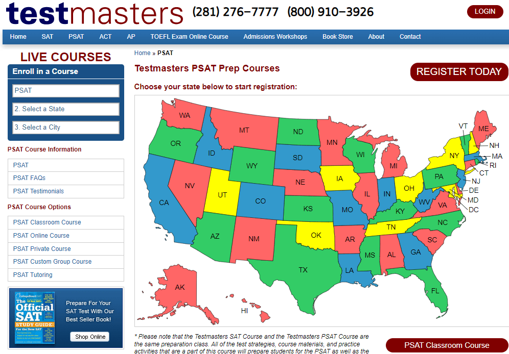 TestMasters PSAT Prep Course